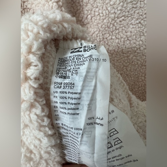 Billabong Cozy Days Jacket Womens Antique White Medium - Picture 5 of 8